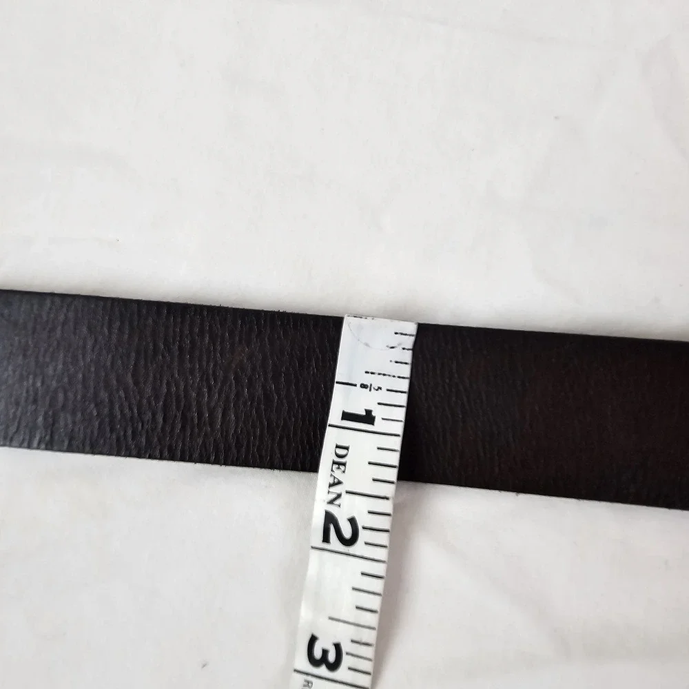 Talbots Womens Dark Brown Leather Belt Solid Brass Buckle Size 2X Style 6149W